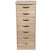 Cassettiera 7 Cassetti Multiuso Settimino Moderno Salvaspazio in Legno Mdf 116cm Quercia