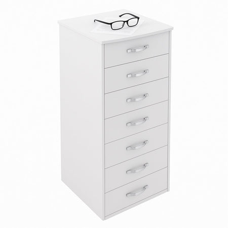 Cassettiera 7 Cassetti Multiuso Settimino Moderno Salvaspazio in Legno Mdf 116cm Bianco