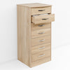 Cassettiera 7 Cassetti Multiuso Settimino Moderno Salvaspazio in Legno Mdf 116cm Quercia