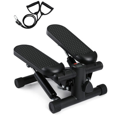 Stepper Allenamento Cardio Fitness Palestra con Manubri Elastici e Display Digitale Nero