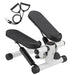 Stepper Allenamento Cardio Fitness Palestra con Manubri Elastici e Display Digitale Bianco
