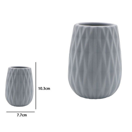 Bicchiere Porta Spazzolini Colore Grigio Lavorato Accessori Arredo Bagno 79951