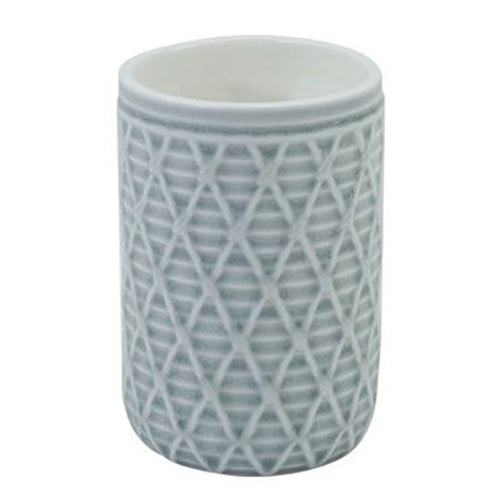 Bicchiere Porta Spazzolini Grigio Con Effetto Rete Accessorio Bagno Arredo 79279