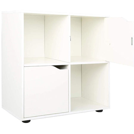 Mobile Base Libreria Bassa 4 Ripiani 2 Ante Legno MDF 60x29x60 Design Moderno Bianco