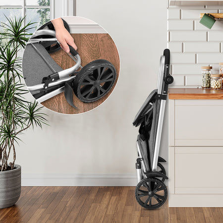 Carrello Spesa Pieghevole 50LT con Borsa Termica Trolley Porta Spesa 2 Ruote Grigio