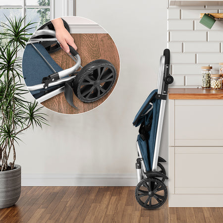 Carrello Spesa Pieghevole 50LT con Borsa Termica Trolley Porta Spesa 2 Ruote Blu