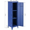 Armadietto Spogliatoio in Metallo con Chiave 1 Anta 3 Scomparti 138x38,5x38,5 Blu