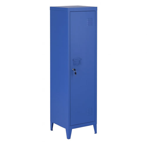 Armadietto Spogliatoio in Metallo con Chiave 1 Anta 3 Scomparti 138x38,5x38,5 Blu