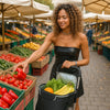 Carrello Spesa Montascale 50L Pieghevole con Borsa Termica Impermeabile 6 Ruote Nero