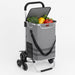Carrello Spesa Montascale 50L Pieghevole con Borsa Termica Impermeabile 6 Ruote Grigio
