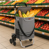 Carrello Spesa Montascale 50L Pieghevole con Borsa Termica Impermeabile 6 Ruote Grigio