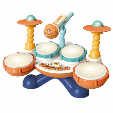 Batteria Giocattolo Luminoso e Microfono per Bambini Tamburo Musicale Idea Regalo