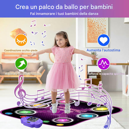 Tappetino da Ballo per Bambini con Bluetooth Tappeto Musicale Gioco Idea Regalo
