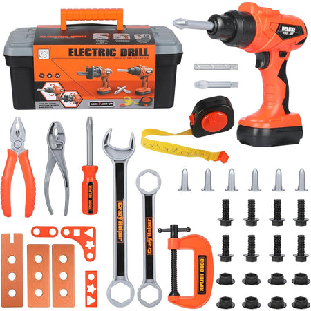 Cassetta 36 Attrezzi per Bambini con Trapano Elettrico Giocattolo Idea Regalo