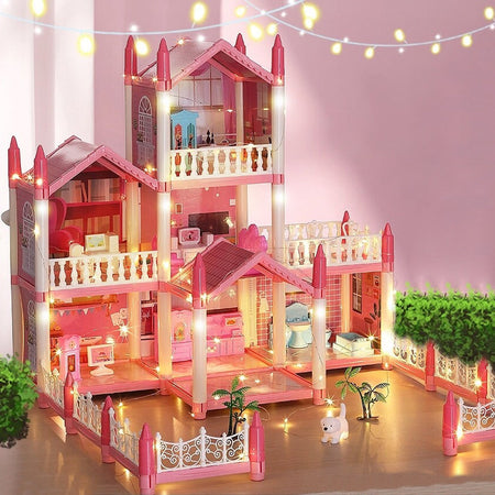 Casa delle Bambole a 3 Piani e 9 Camere Villa con Accessori e Mobili Idea Regalo