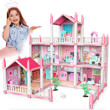 Casa delle Bambole 3 Piani con 9 Stanze Accessori e Mobili regalo bambina