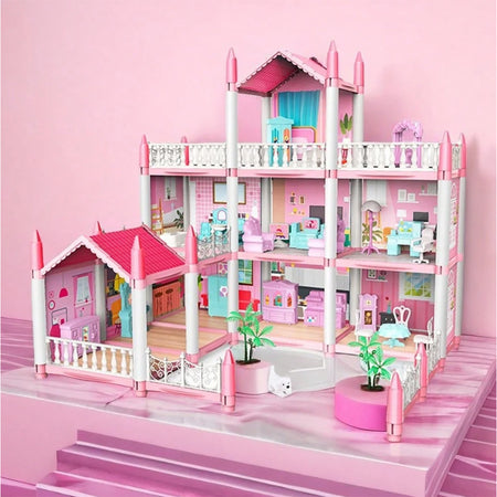 Casa delle Bambole 3 Piani con 9 Stanze Accessori e Mobili regalo bambina