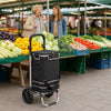 Carrello Spesa Pieghevole 50LT con Borsa Termica Trolley Porta Spesa 2 Ruote Nero