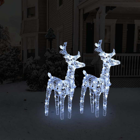 Renne di Natale 2 pz Acrilico 80 LED Bianco Freddo con USB per Esterni