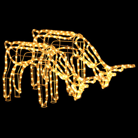 Renne 2 pz Figure Natalizie 144 LED Bianco Caldo 73x31x45 cm per Esterni