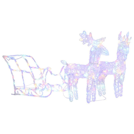 Renne e Slitta 160 LED Multicolore 130 cm in Acrilico con USB per Esterni