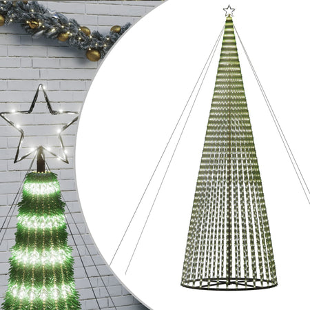 Albero di Natale LED 500 cm con 1544 Luci Bianco Freddo e 8 Effetti Luminosi