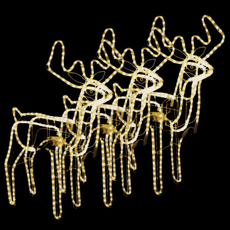 Figure Natalizie Renne con Teste Mobili 3 pz in PVC Bianco Caldo con 192 LED