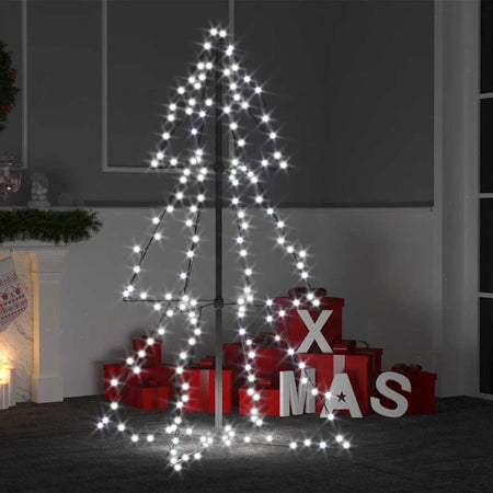 Albero di Natale a Cono 120 cm con 160 LED Bianco Freddo per Interno Esterno
