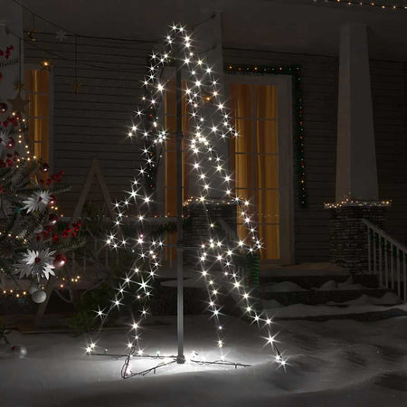Albero di Natale a Cono 120 cm con 160 LED Bianco Freddo per Interno Esterno