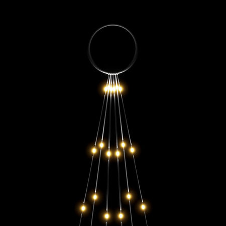 Albero di Natale Pennone 180 cm con 108 LED Bianco Caldo 8 Effetti per Esterno