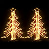 Figura Albero Natale Pieghevole LED 2 pz Bianco Caldo 87x87x93 cm per Esterno