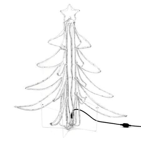 Figura Albero Natale Pieghevole LED 2 pz Bianco Caldo 87x87x93 cm per Esterno