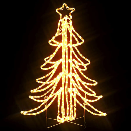 Figura Albero Natale Pieghevole LED 2 pz Bianco Caldo 87x87x93 cm per Esterno