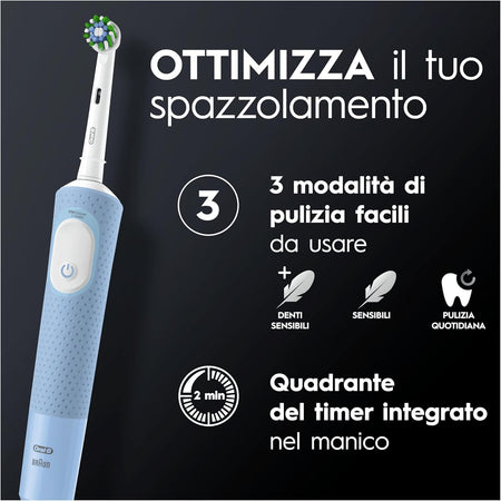 Oral-B Pro Vitality Spazzolino Elettrico Blu, con 1 Testina, Progettato da Braun