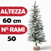 Albero di Natale Innevato 60cm con 50 Rami e Neve Effetto Realistico Base Tronco