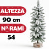 Albero di Natale Innevato 90cm con 54 Rami e Neve Effetto Realistico Base Tronco