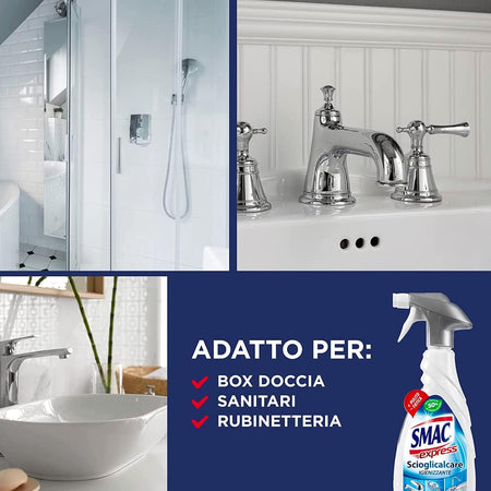 4 x Smac Express Scioglicalcare Igienizzante Anticalcare Bagno Profumato Spray