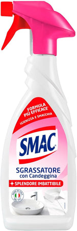 4 X Smac Sgrassatore Spray 650 ML con Candeggina Azione Sgrassante e Igienizzante
