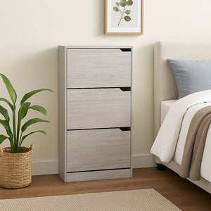 Scarpiera 3Ante Doppia Profondità Salvaspazio Grigio 63x24 H115cm Legno Mdf