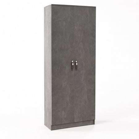 Mobile Armadio 2 Ante 71x38 H 182 cm 6 Ripiani Porta Scarpe Multiuso colore Cemento