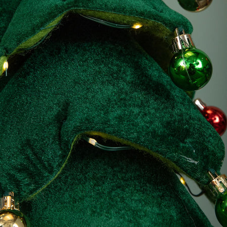 Albero di Natale Pieghevole 110 cm in Velluto Decoro Addobbo Vetrine Casa Negozi