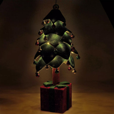 Albero di Natale Pieghevole 60 cm in Velluto Decoro Addobbo Vetrine Casa Negozi