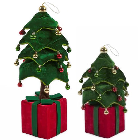 Albero di Natale Pieghevole 40 cm in Velluto Decoro Addobbo Vetrine Casa Negozi