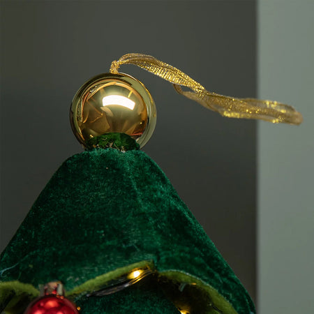 Albero di Natale Pieghevole 40 cm in Velluto Decoro Addobbo Vetrine Casa Negozi