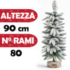 Albero di Natale Innevato 90cm con 80 Rami e Neve Effetto Realistico Base Tronco