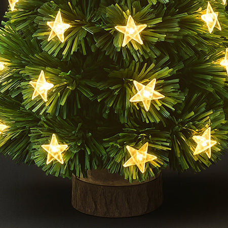 Albero di Natale 60 cm Stelle Led Bianco Caldo Base Tronco Alberello Natalizio