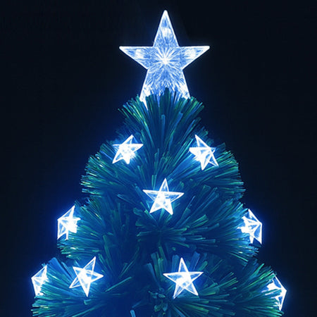 Albero di Natale 60 cm Stelle Led Bianco Freddo Base Tronco Alberello Natalizio
