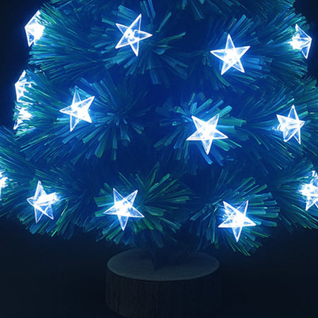 Albero di Natale 60 cm Stelle Led Bianco Freddo Base Tronco Alberello Natalizio