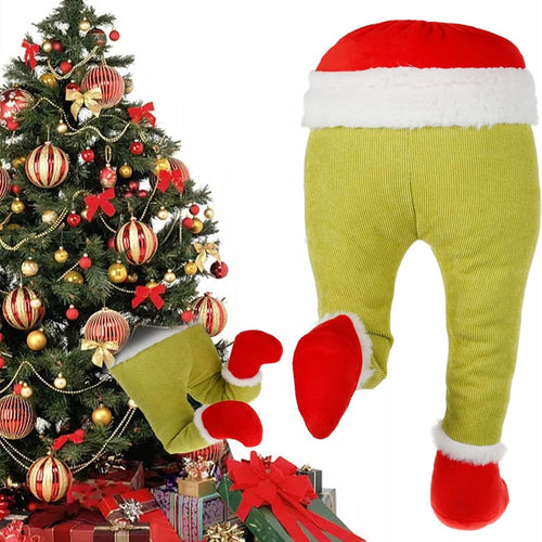 Decorazione Albero di Natale Gambe Elfo Verde Ornamento Addobbo Versatile 38x20cm