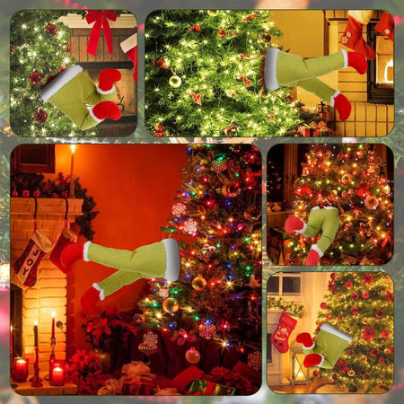 Decorazione Albero di Natale Gambe Elfo Verde Ornamento Addobbo Versatile 38x20cm